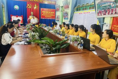 Trường MN Họa Mi làm việc với đoàn đánh giá ngoài của Sở Giáo dục và Đào tạo tỉnh Lâm Đồng